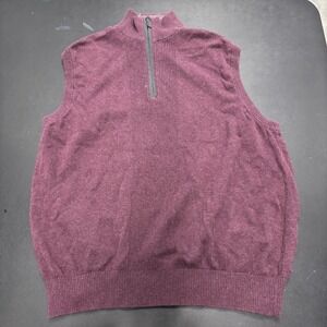 Johnston‎ & Murphy Men's 1/4 Zip Sweater Vest Pima Cotton Large Burgandy